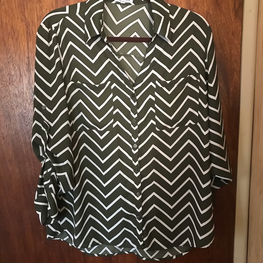 Express Chevron Button Up